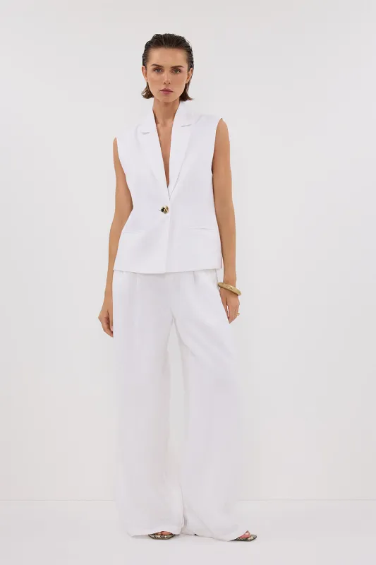 SELAH WHITE LINEN SLEEVELESS VEST sold by Dissh