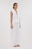 SELAH WHITE LINEN SLEEVELESS VEST sold by Dissh