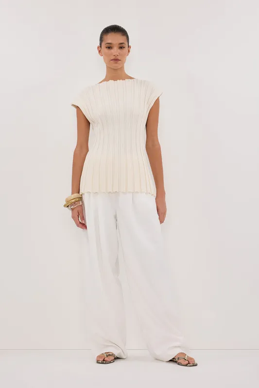 LOE CREAM SLEEVELESS KNIT TOP sold by Dissh