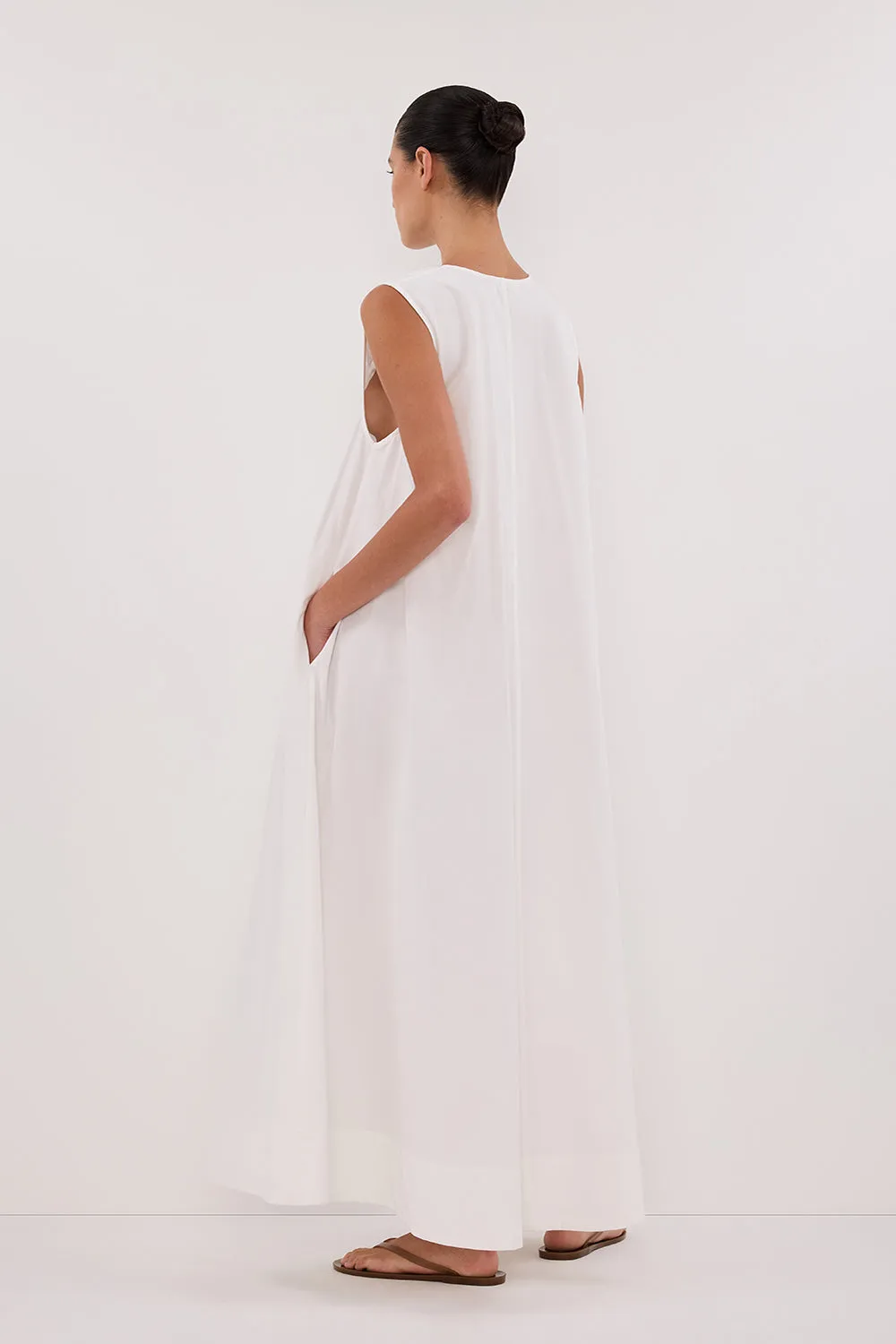 GABBY WHITE OVERSIZED COTTON MIDI DRESS sold by Dissh product image thumbnail 4