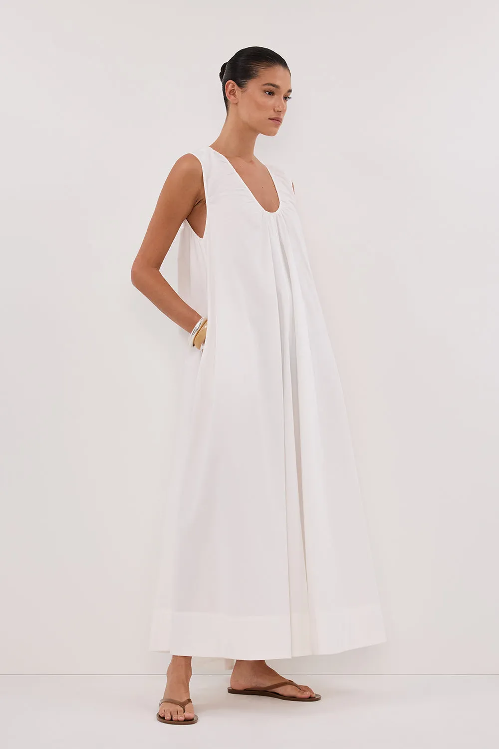 GABBY WHITE OVERSIZED COTTON MIDI DRESS sold by Dissh product image thumbnail 3