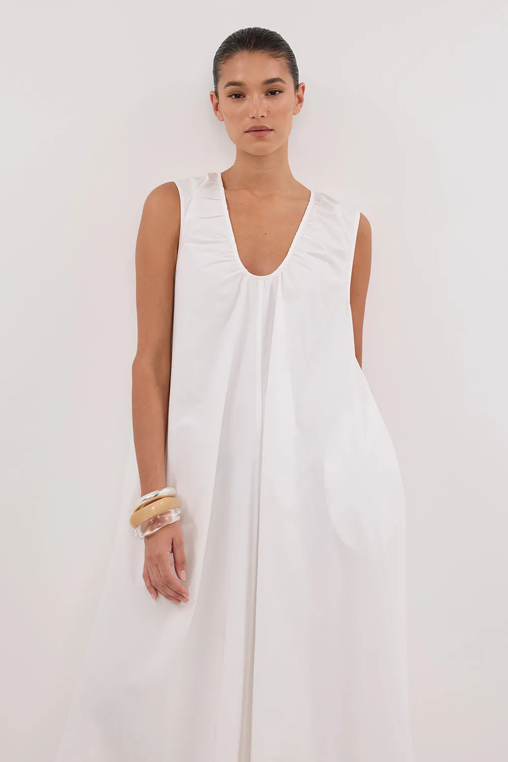 GABBY WHITE OVERSIZED COTTON MIDI DRESS sold by Dissh product image thumbnail 2