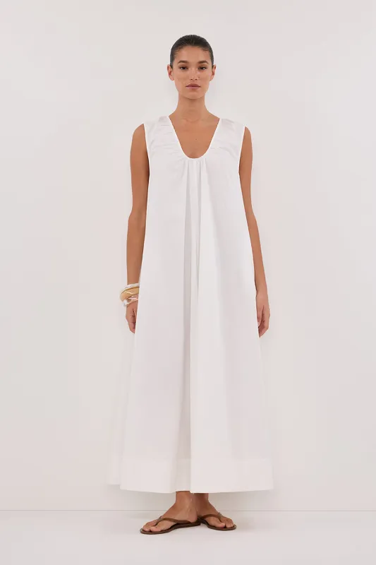 GABBY WHITE COTTON MIDI DRESS sold by Dissh