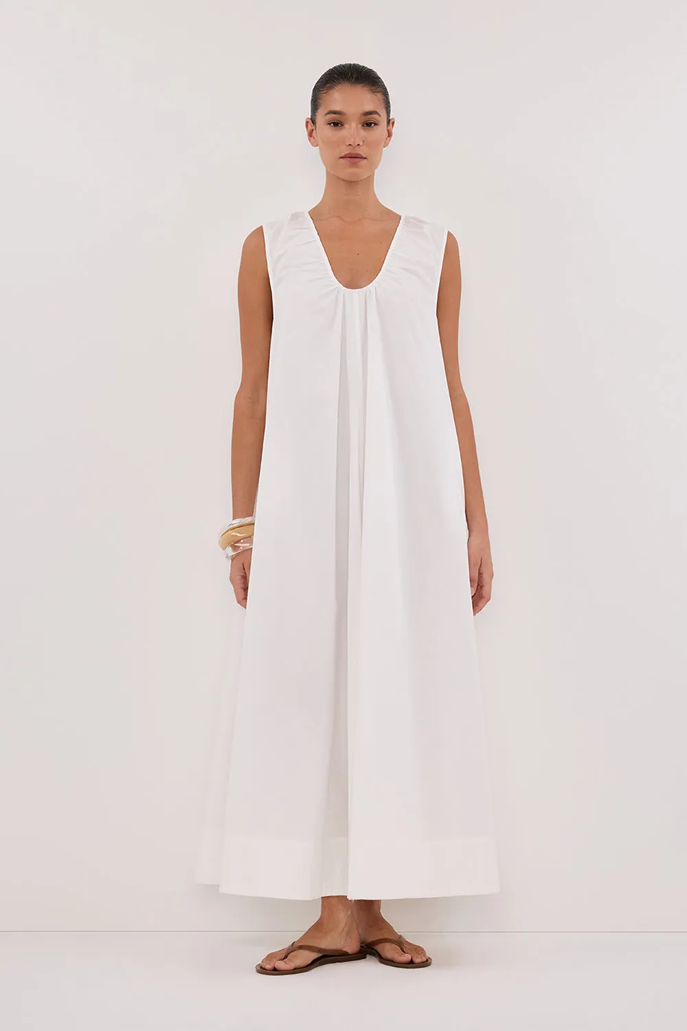 GABBY WHITE OVERSIZED COTTON MIDI DRESS sold by Dissh
