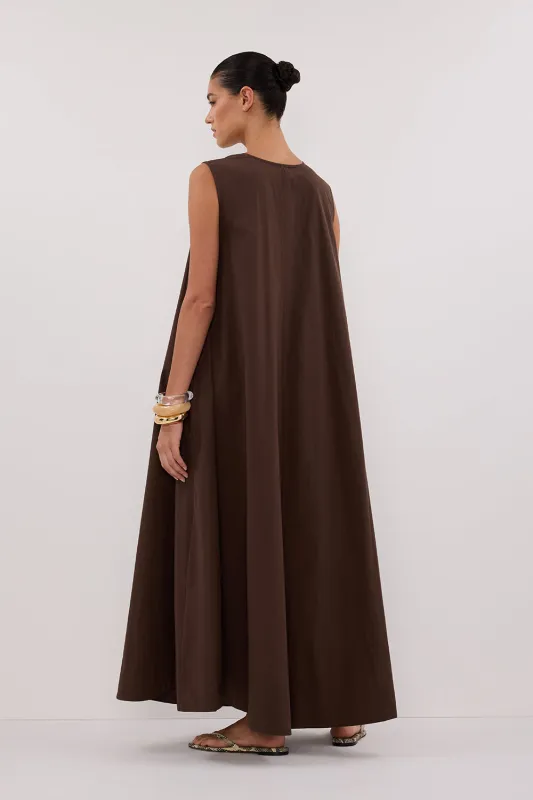 gabby bitter choc cotton midi dress GABBY BITTER CHOC OVERSIZED COTTON MIDI DRESS
