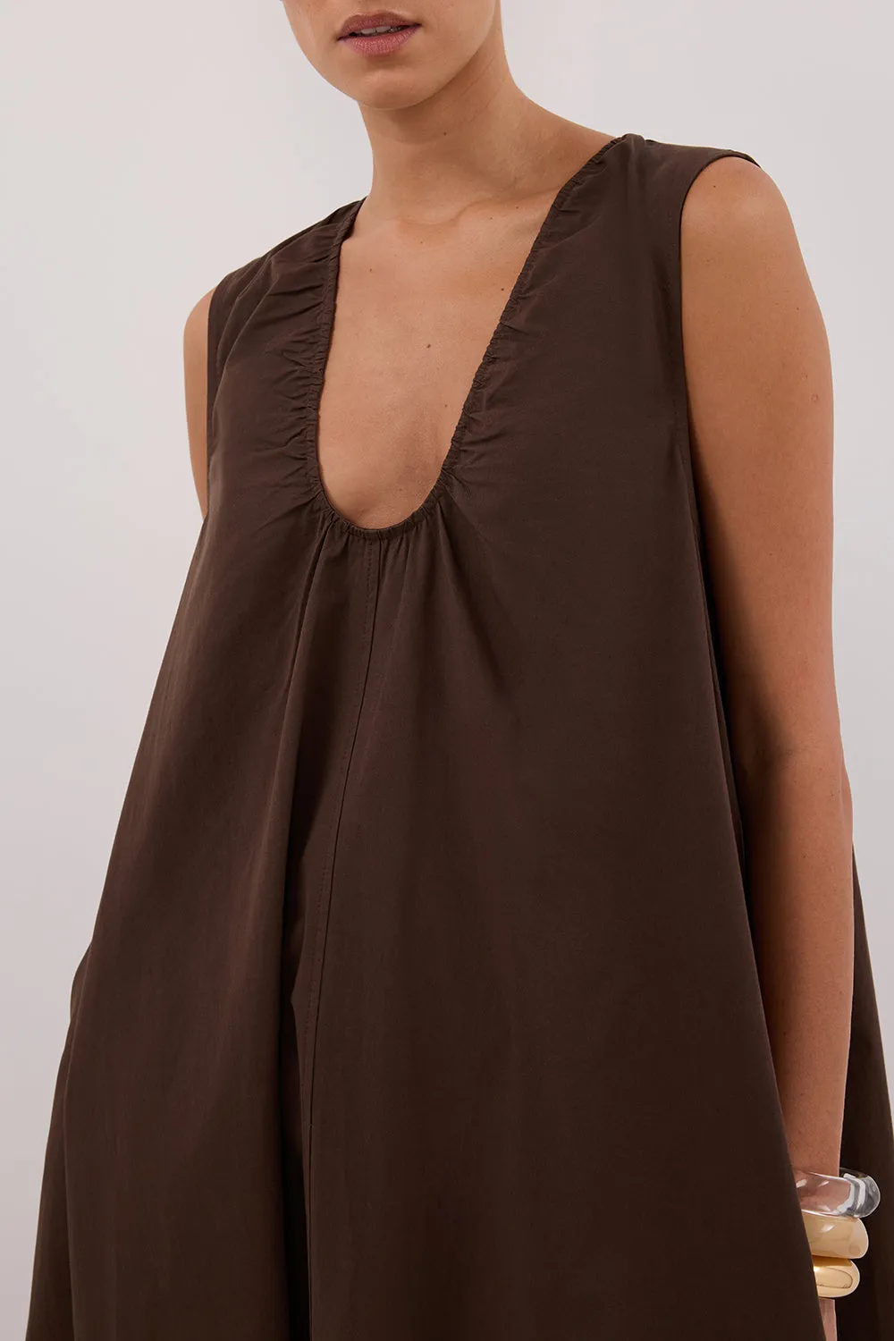 GABBY BITTER CHOC OVERSIZED COTTON MIDI DRESS sold by Dissh product image thumbnail 5