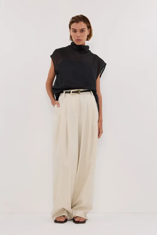 CARMEL BLACK RAMIE FUNNEL NECK TOP sold by Dissh