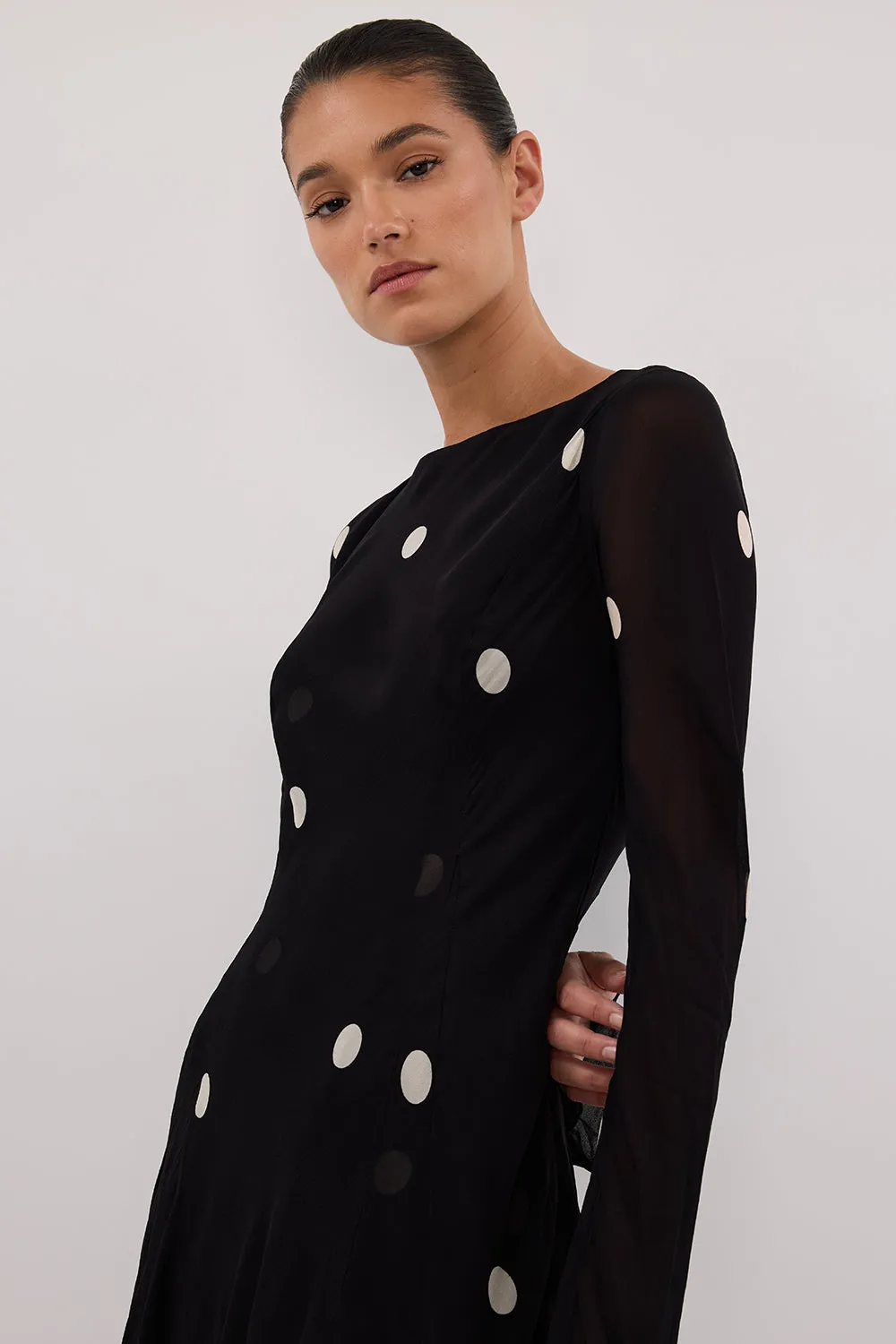 LAURA BLACK SPOT MAXI DRESS sold by Dissh product image thumbnail 2