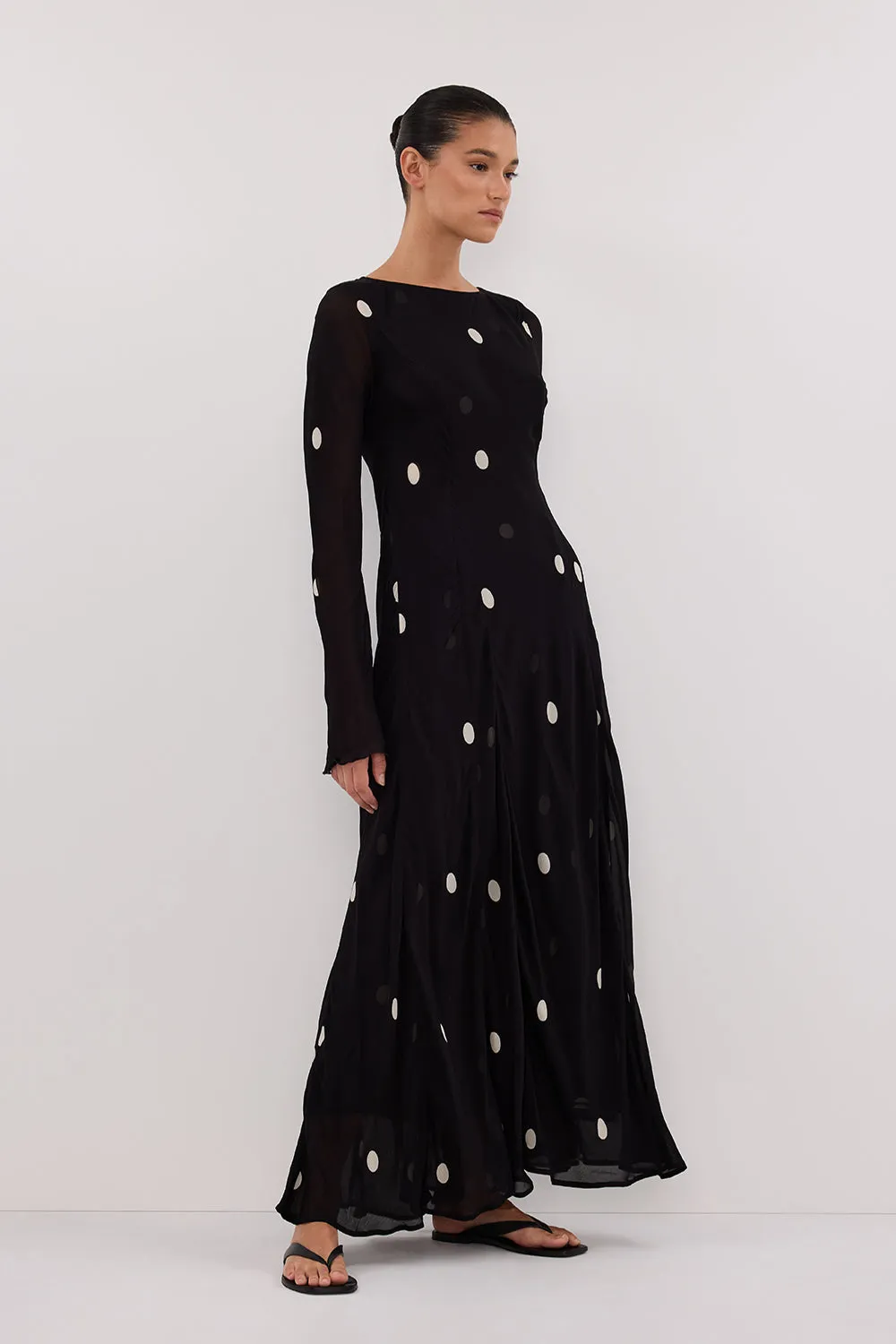 LAURA BLACK SPOT MAXI DRESS sold by Dissh product image thumbnail 3