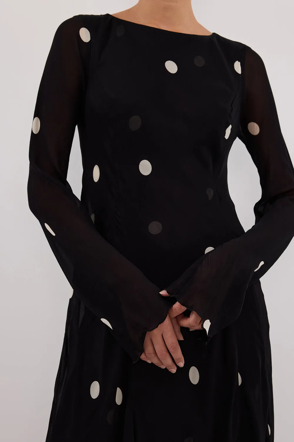 LAURA BLACK SPOT MAXI DRESS sold by Dissh product image thumbnail 4