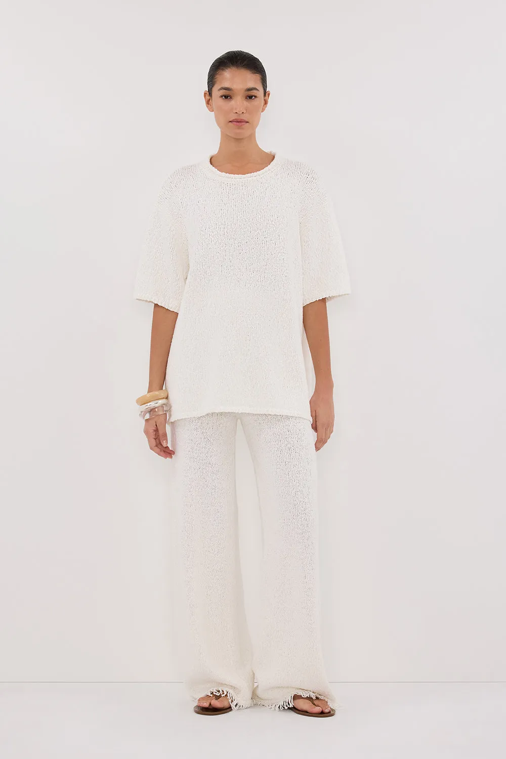 SUE OFF WHITE OVERSIZED KNIT TEE sold by Dissh product image thumbnail 2