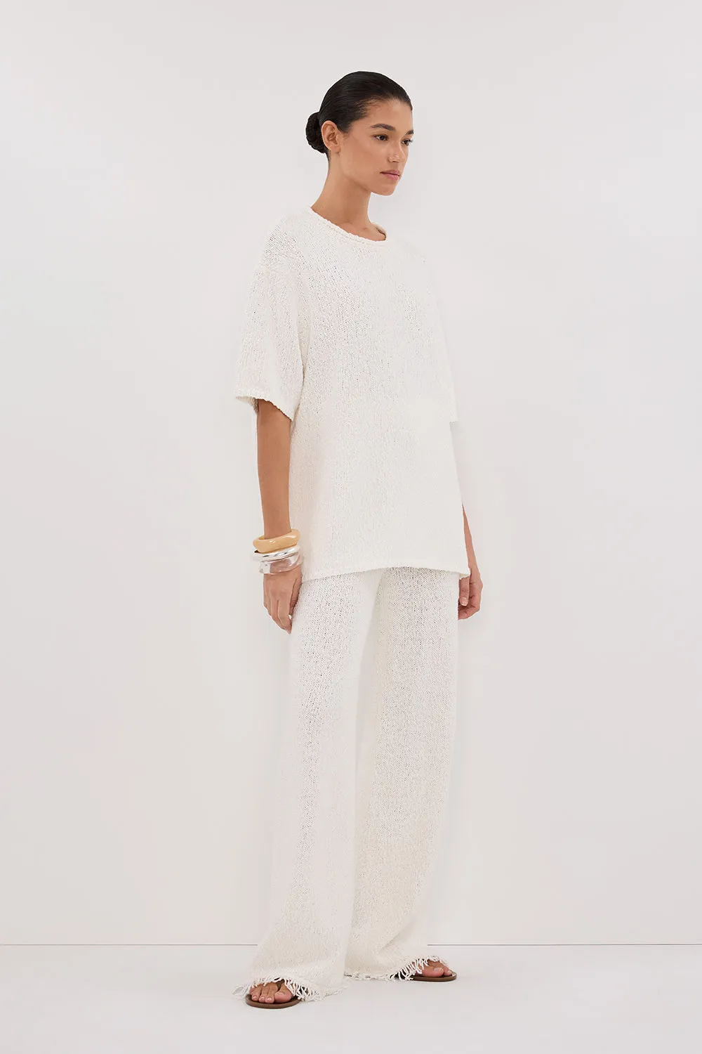 SUE OFF WHITE OVERSIZED KNIT TEE sold by Dissh product image thumbnail 4