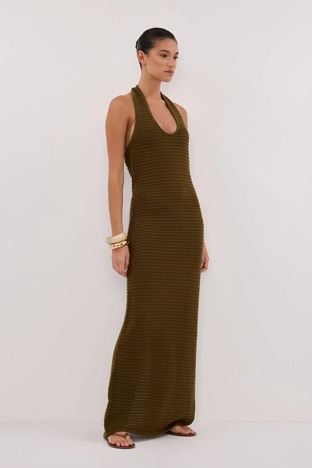 GINA OLIVE HALTER CROCHET MIDI DRESS sold by Dissh product image thumbnail 3
