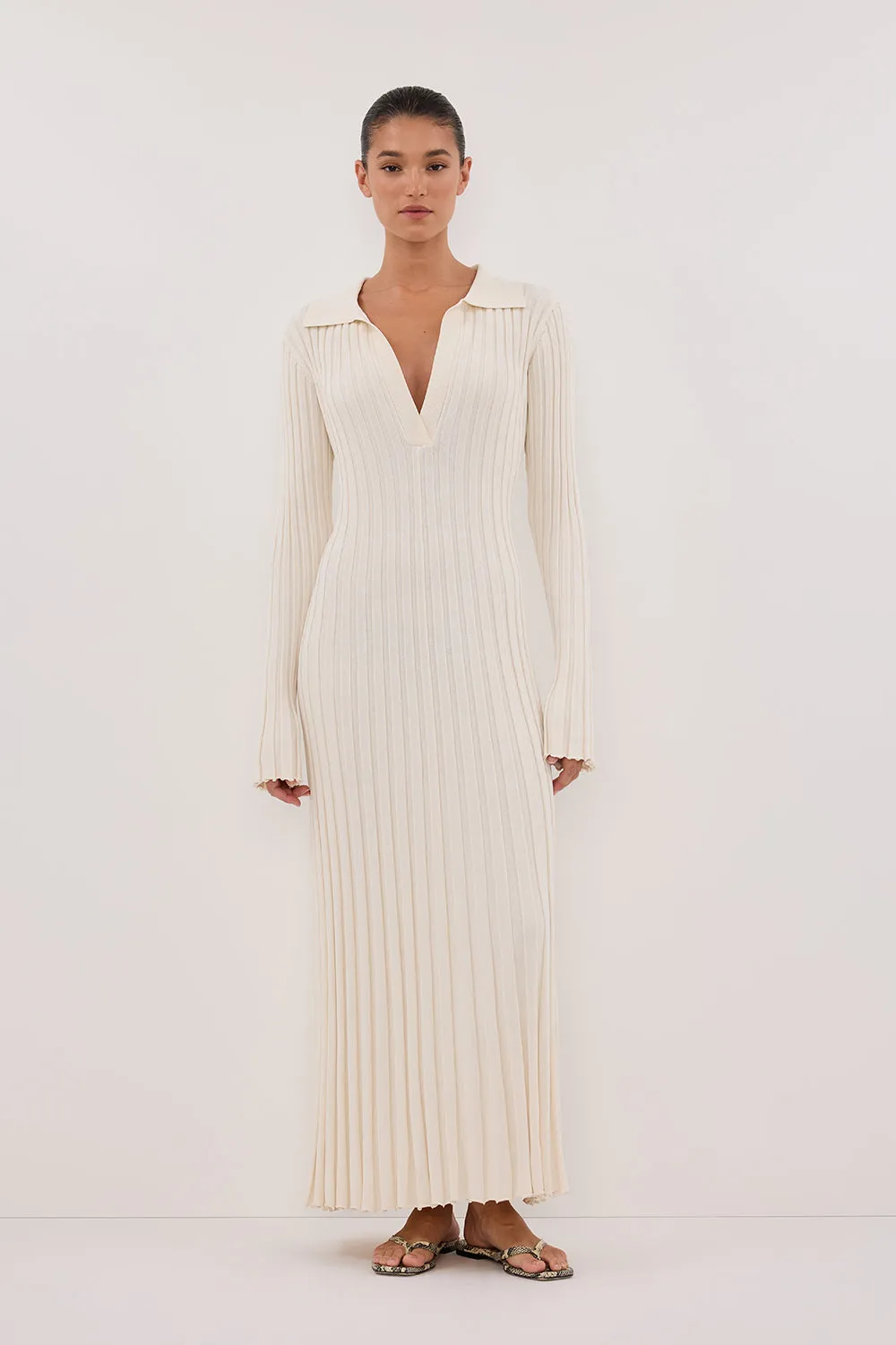 HAL PLASTER LONG SLEEVE KNIT MIDI DRESS sold by Dissh