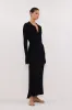 HAL BLACK LONG SLEEVE KNIT MIDI DRESS sold by Dissh