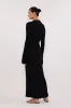 HAL BLACK LONG SLEEVE KNIT MIDI DRESS sold by Dissh