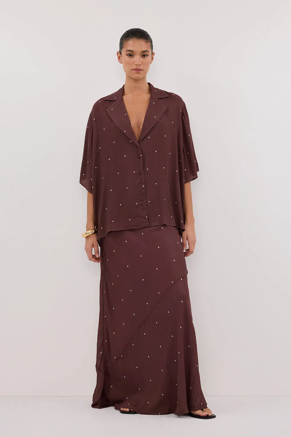 MELROSE WALNUT MIDI SKIRT sold by Dissh