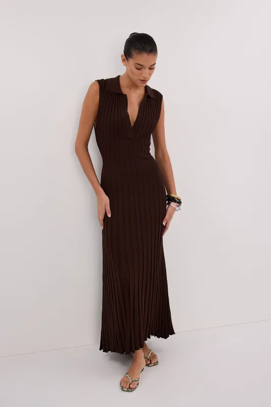 HAL CHOC SLEEVELESS KNIT MAXI DRESS sold by Dissh