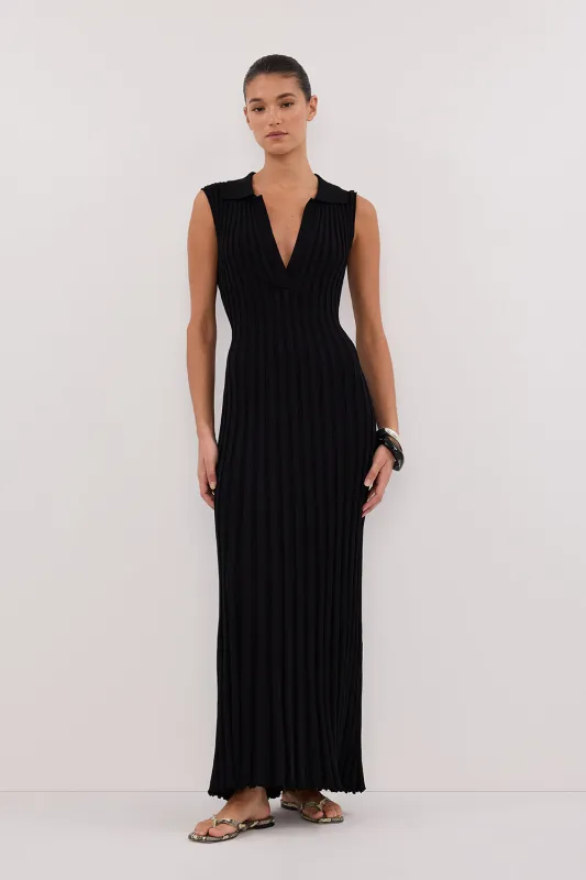 HAL BLACK SLEEVELESS KNIT MAXI DRESS sold by Dissh