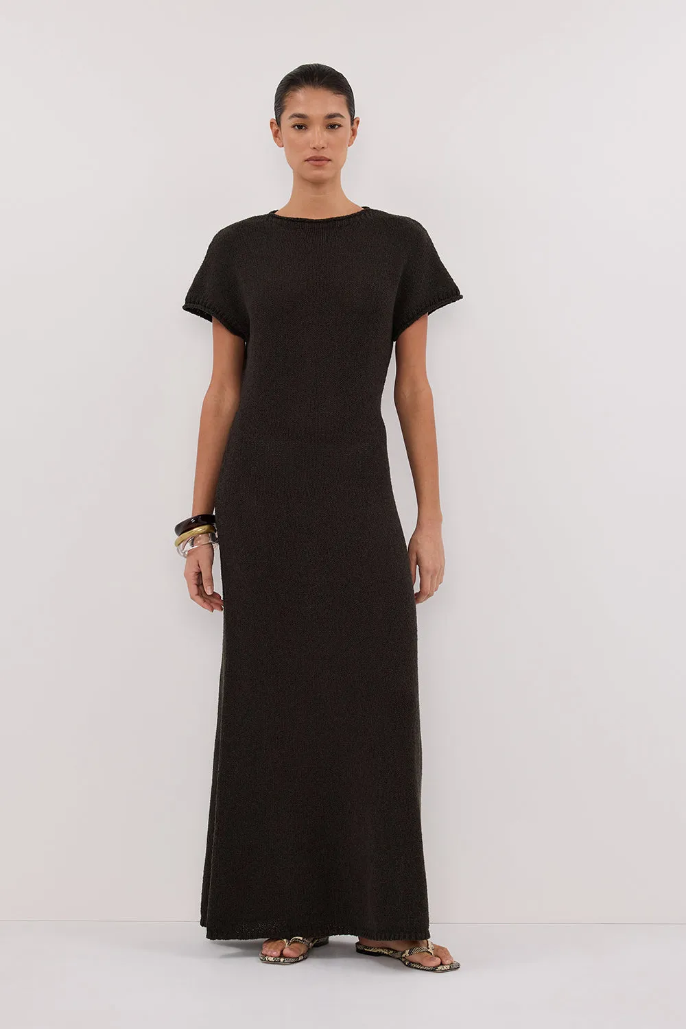 ERIN PETROL KNIT MAXI DRESS sold by Dissh