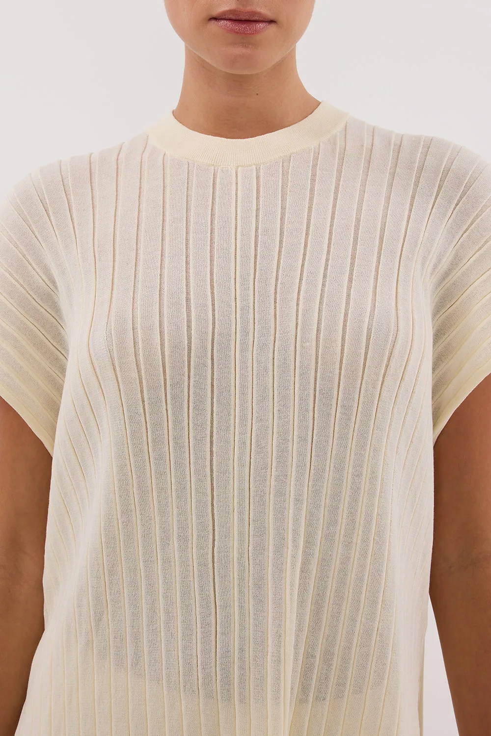 JADE CREAM SLEEVELESS KNIT TOP sold by Dissh product image thumbnail 5