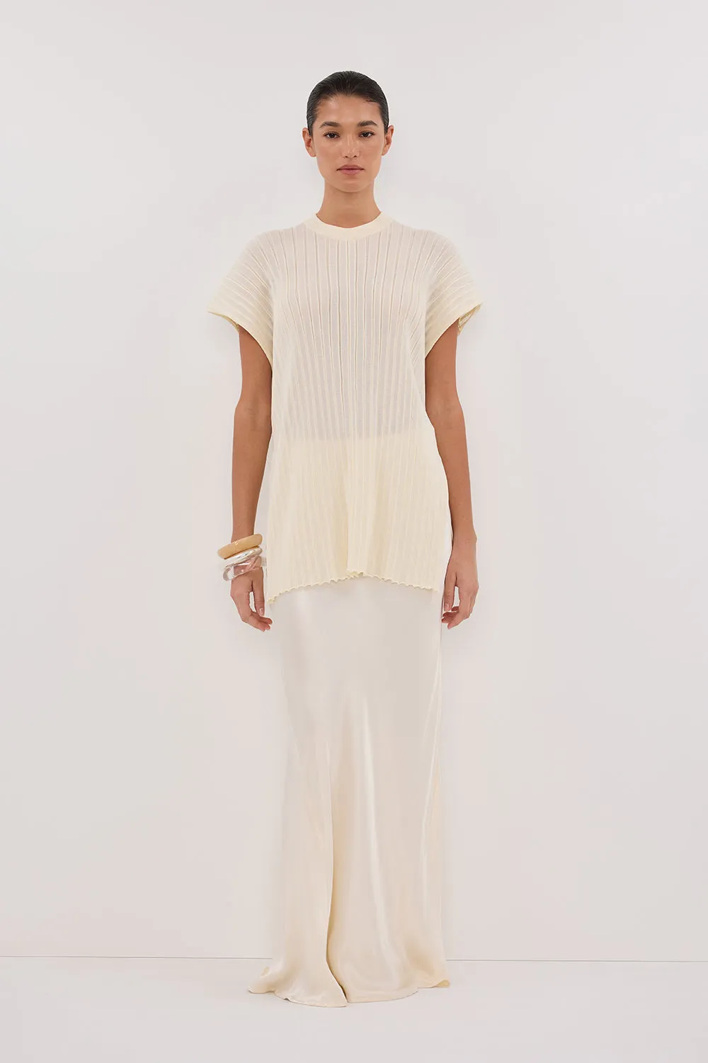 JADE CREAM SLEEVELESS KNIT TOP sold by Dissh
