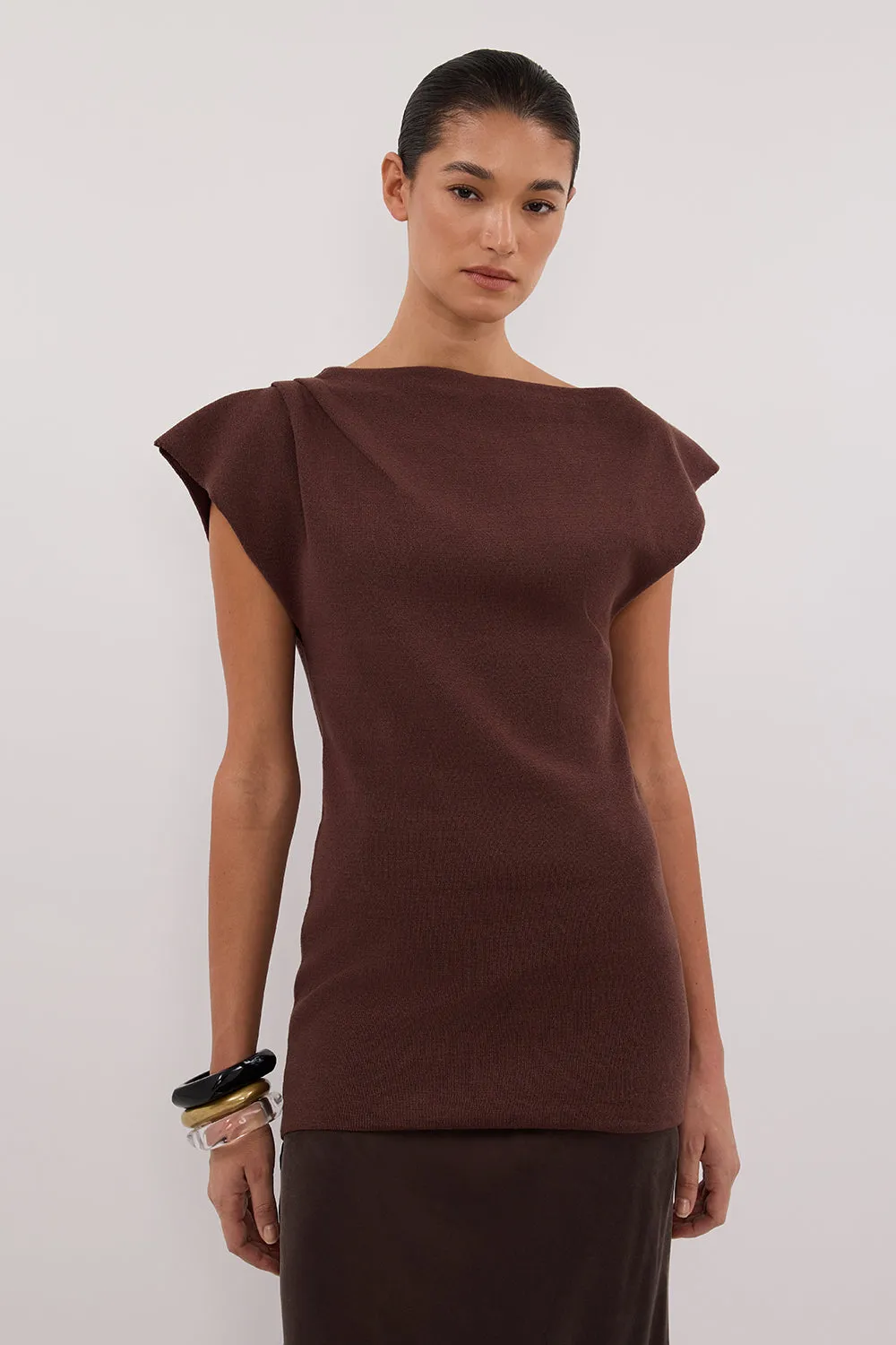 LIA WALNUT SLEEVELESS KNIT TOP sold by Dissh product image thumbnail 2