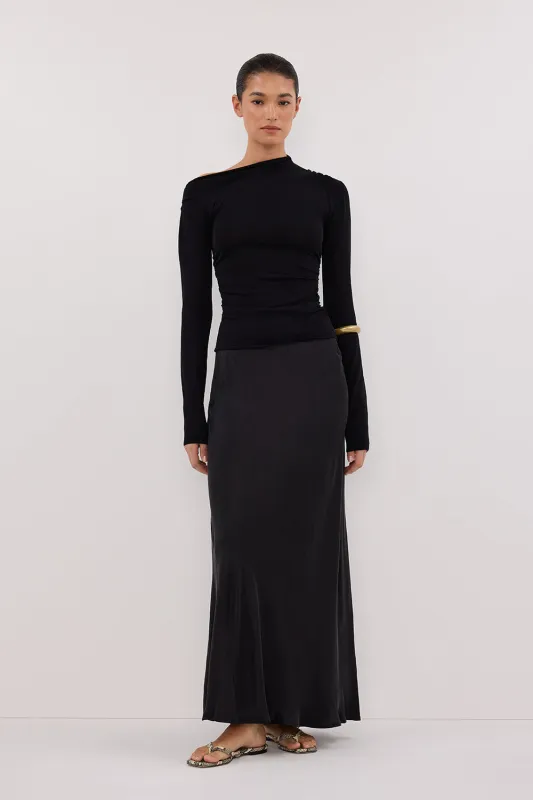 ARIEL BLACK LONG SLEEVE KNIT TOP sold by Dissh