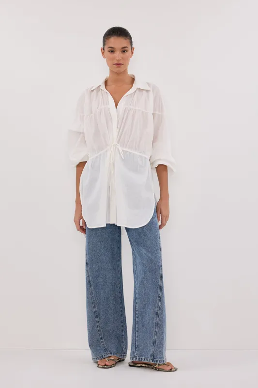 FLOYCE WHITE LINEN LONG SLEEVE TOP made by Dissh