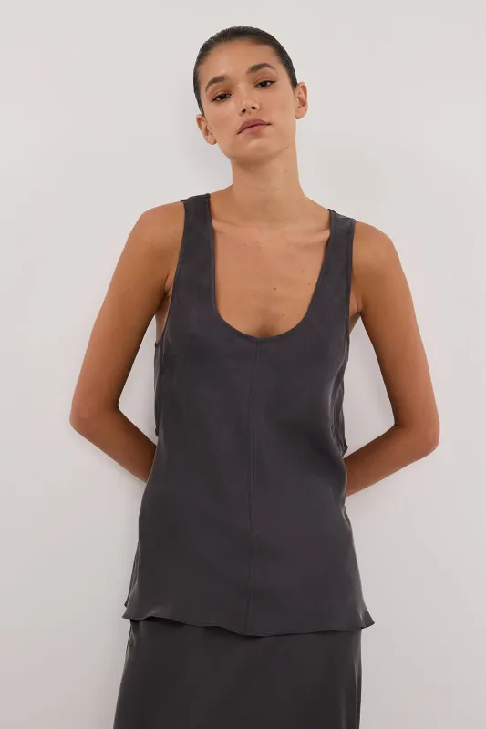 COLETTE PETROL SILK CAMI TOP sold by Dissh