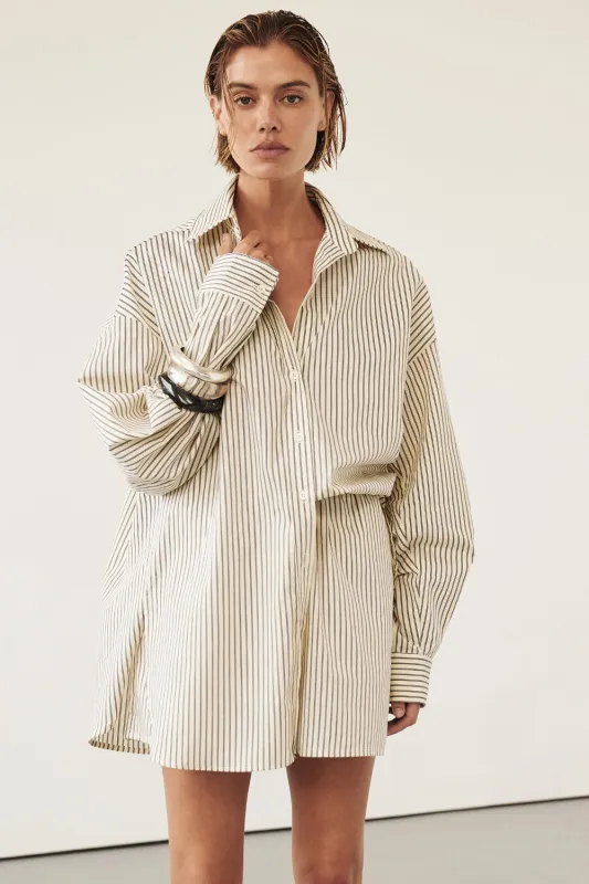 PALMA CREAM OVERSIZED SILK BLEND SHIRT sold by Dissh