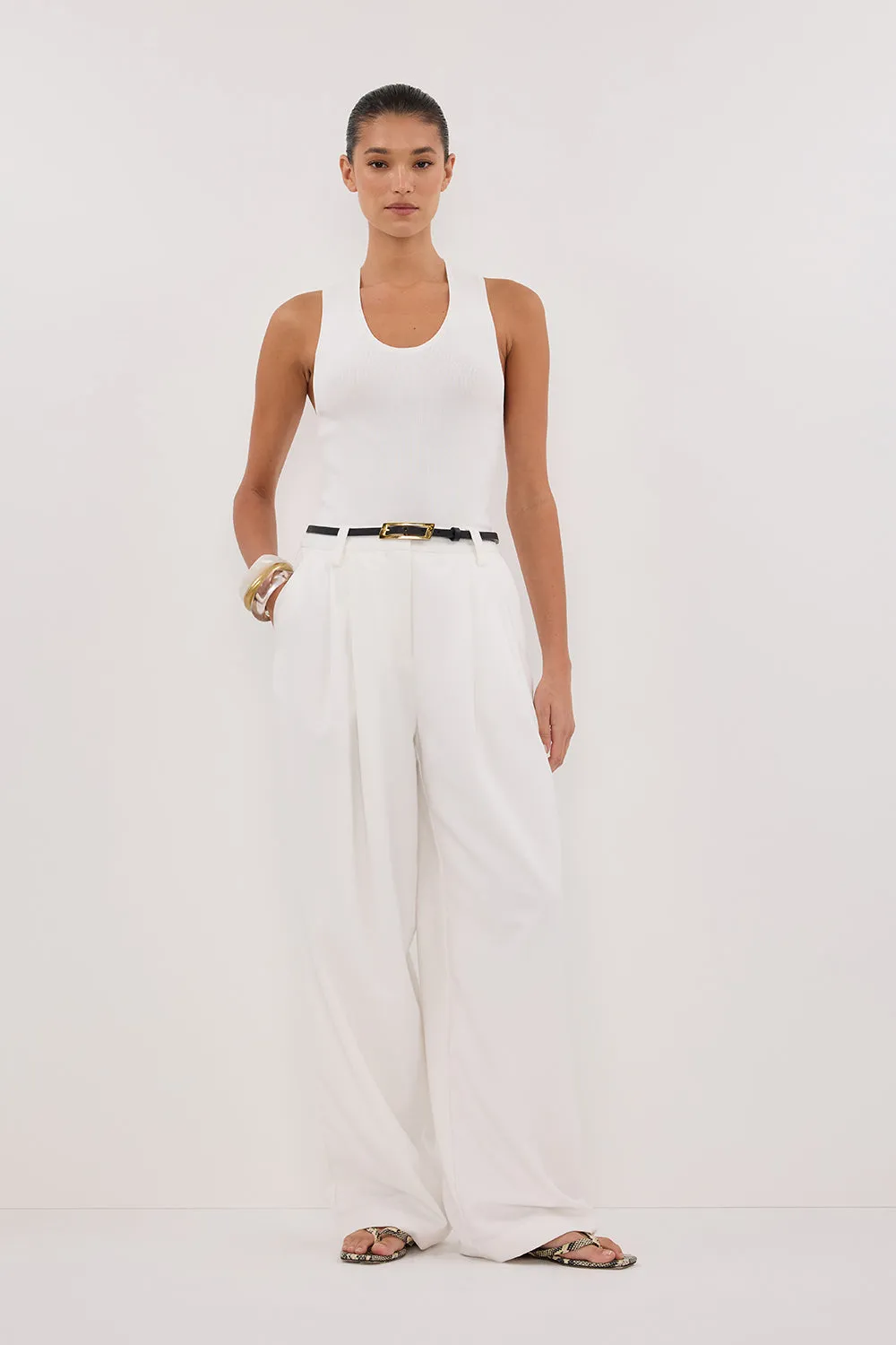 DEVIN OFF WHITE RACER KNIT TANK sold by Dissh