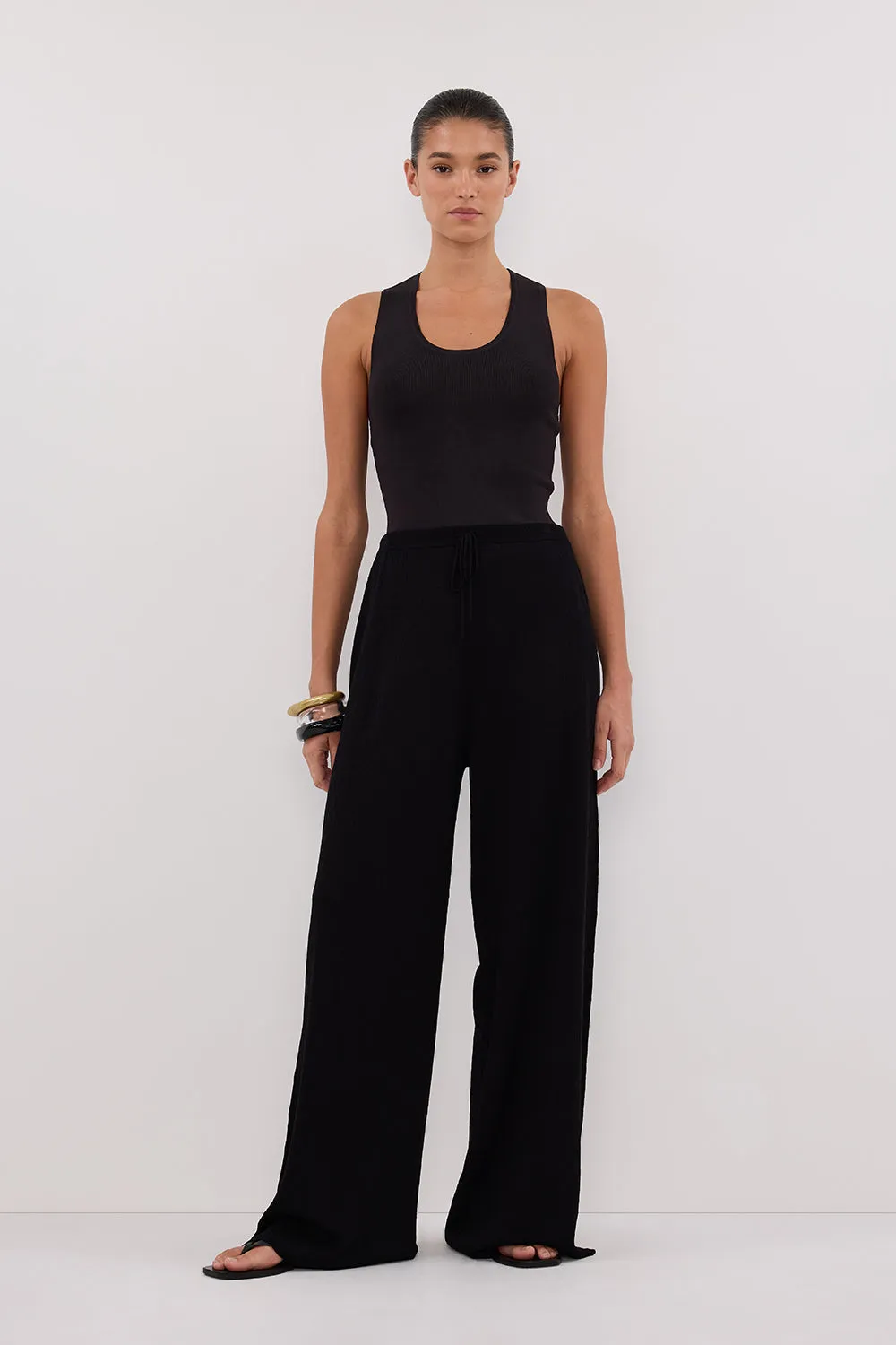 ALIAS BLACK TEXTURED KNIT PANT sold by Dissh