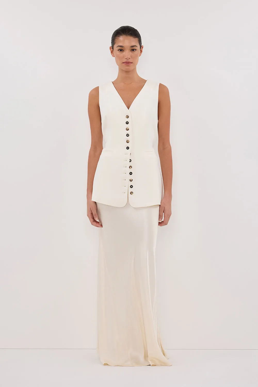 DEMI CREAM LONGLINE VEST sold by Dissh