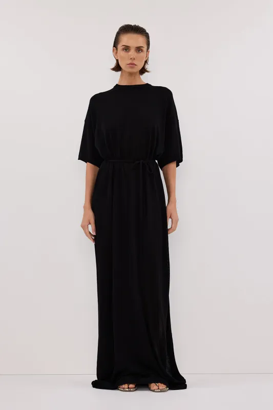 JACKI BLACK OVERSIZED SLEEVED KNIT MAXI DRESS sold by Dissh