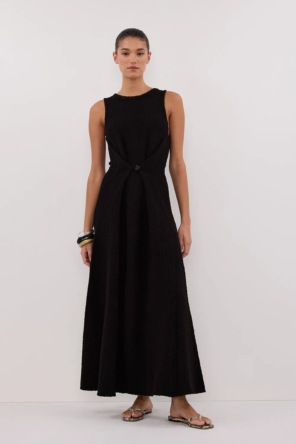 SUE BLACK KNIT MAXI DRESS sold by Dissh