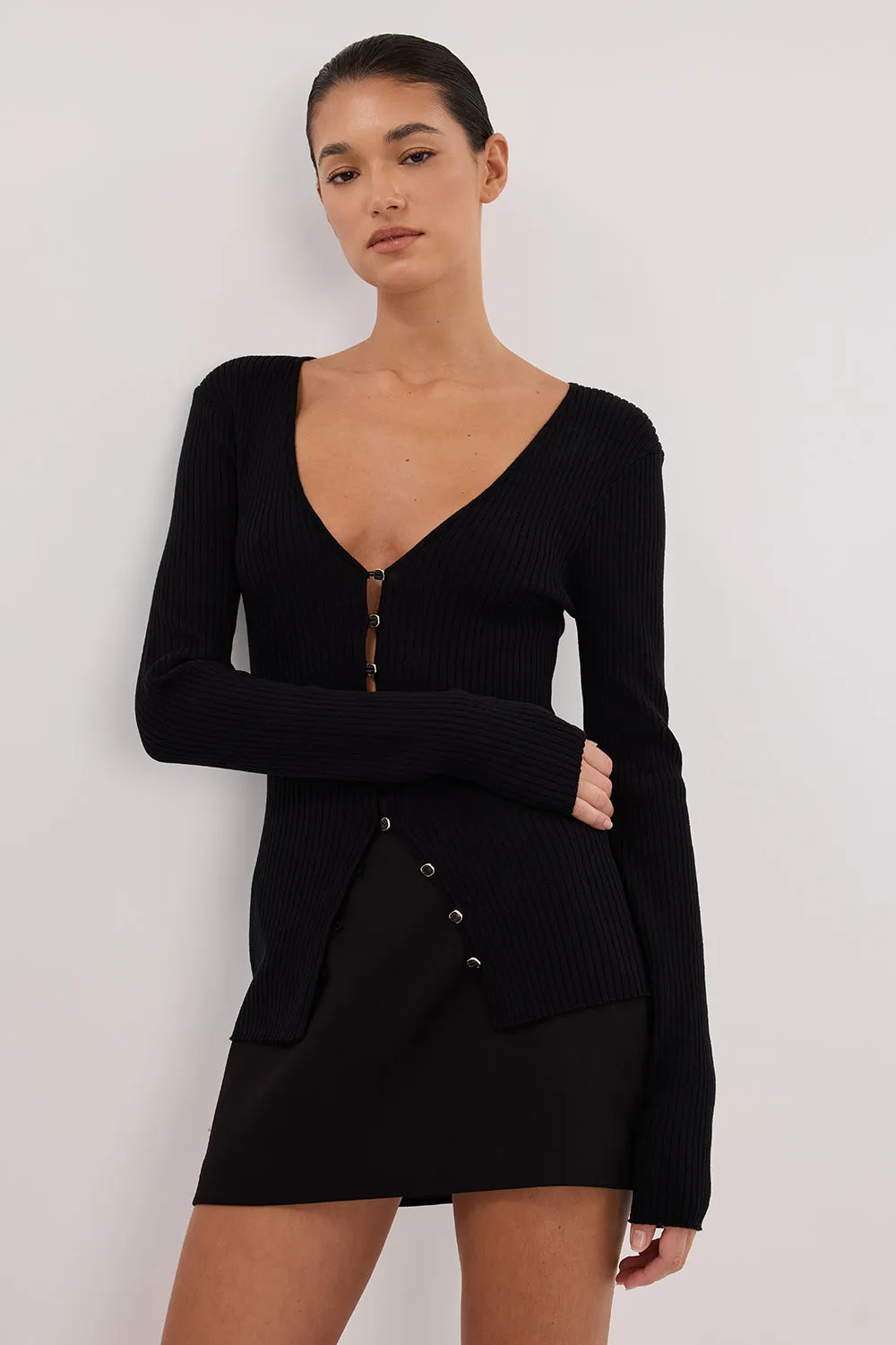 BLAIR BLACK LONG SLEEVE KNIT TOP sold by Dissh