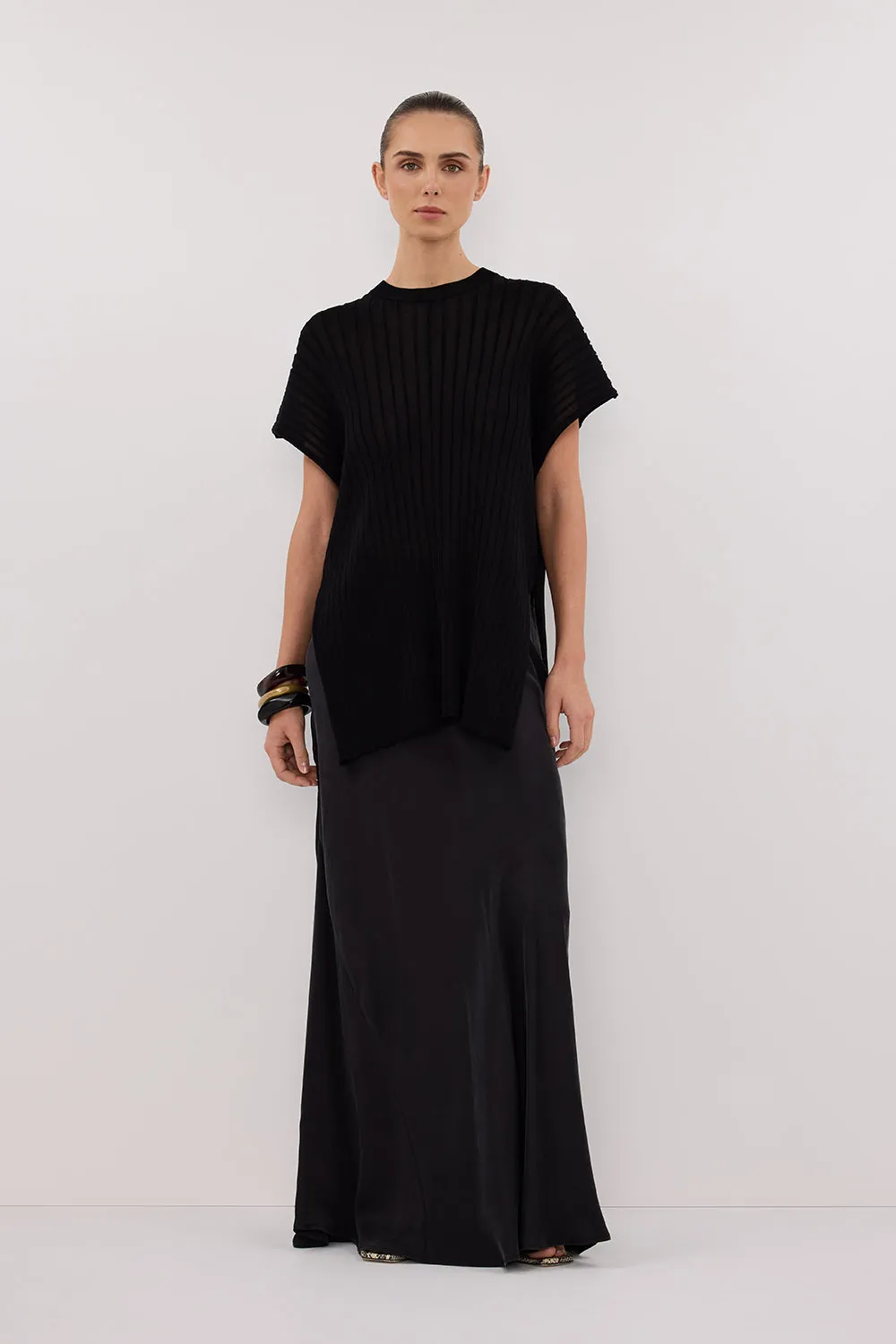 JADE BLACK SLEEVELESS KNIT TOP sold by Dissh