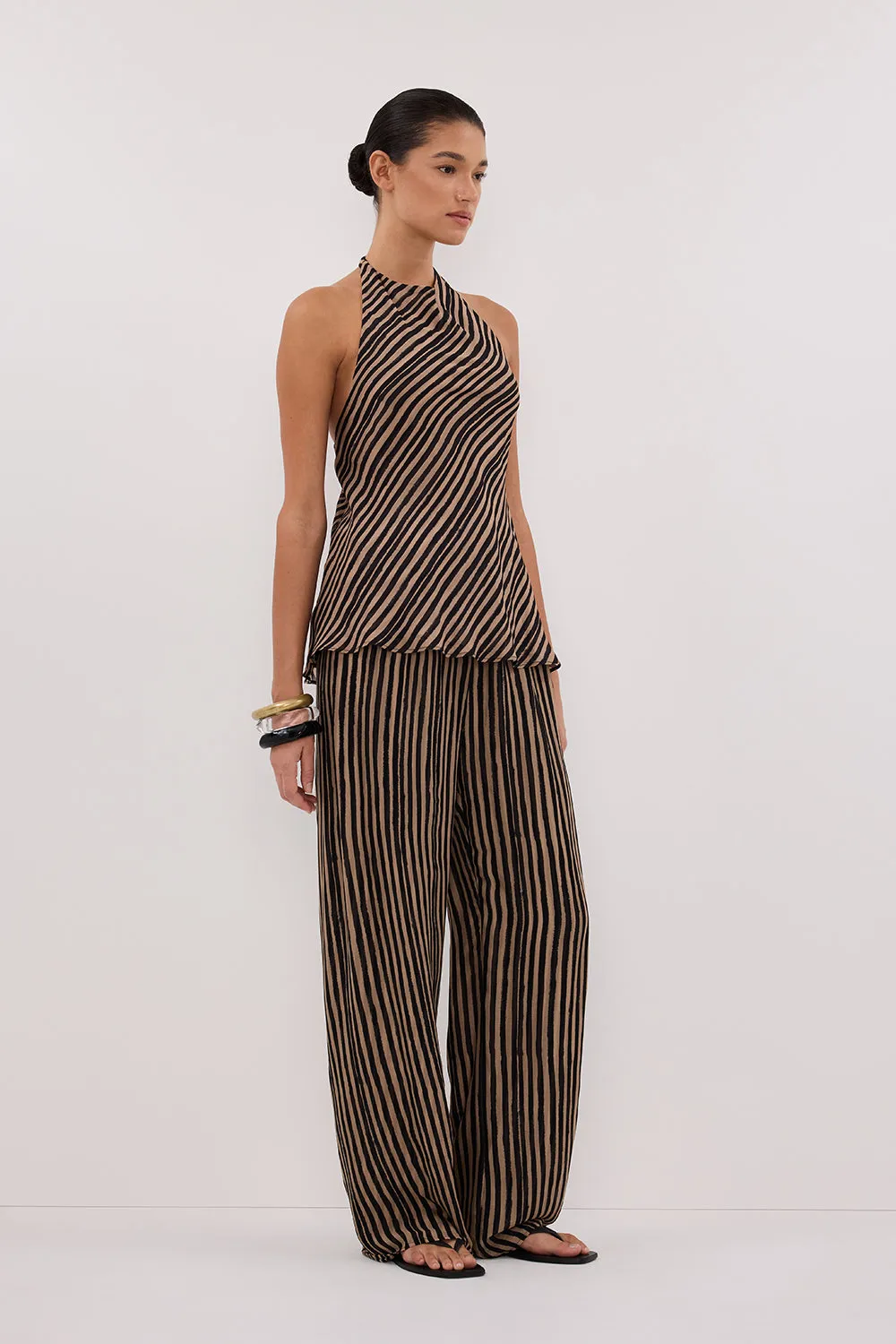 CHARLI TAN STRIPE HALTER TOP sold by Dissh product image thumbnail 3