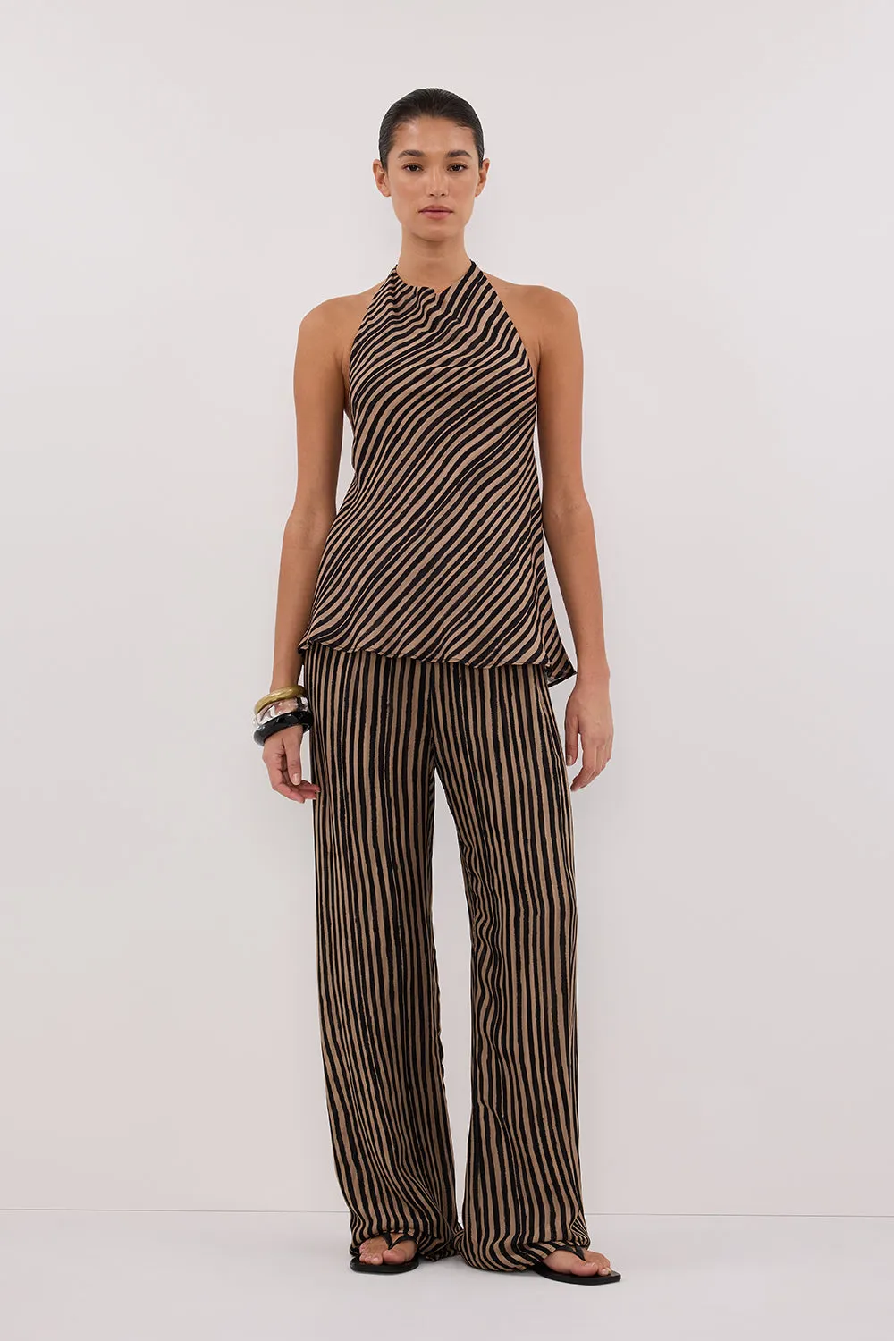 CHARLI TAN STRIPE HALTER TOP sold by Dissh product image thumbnail 2