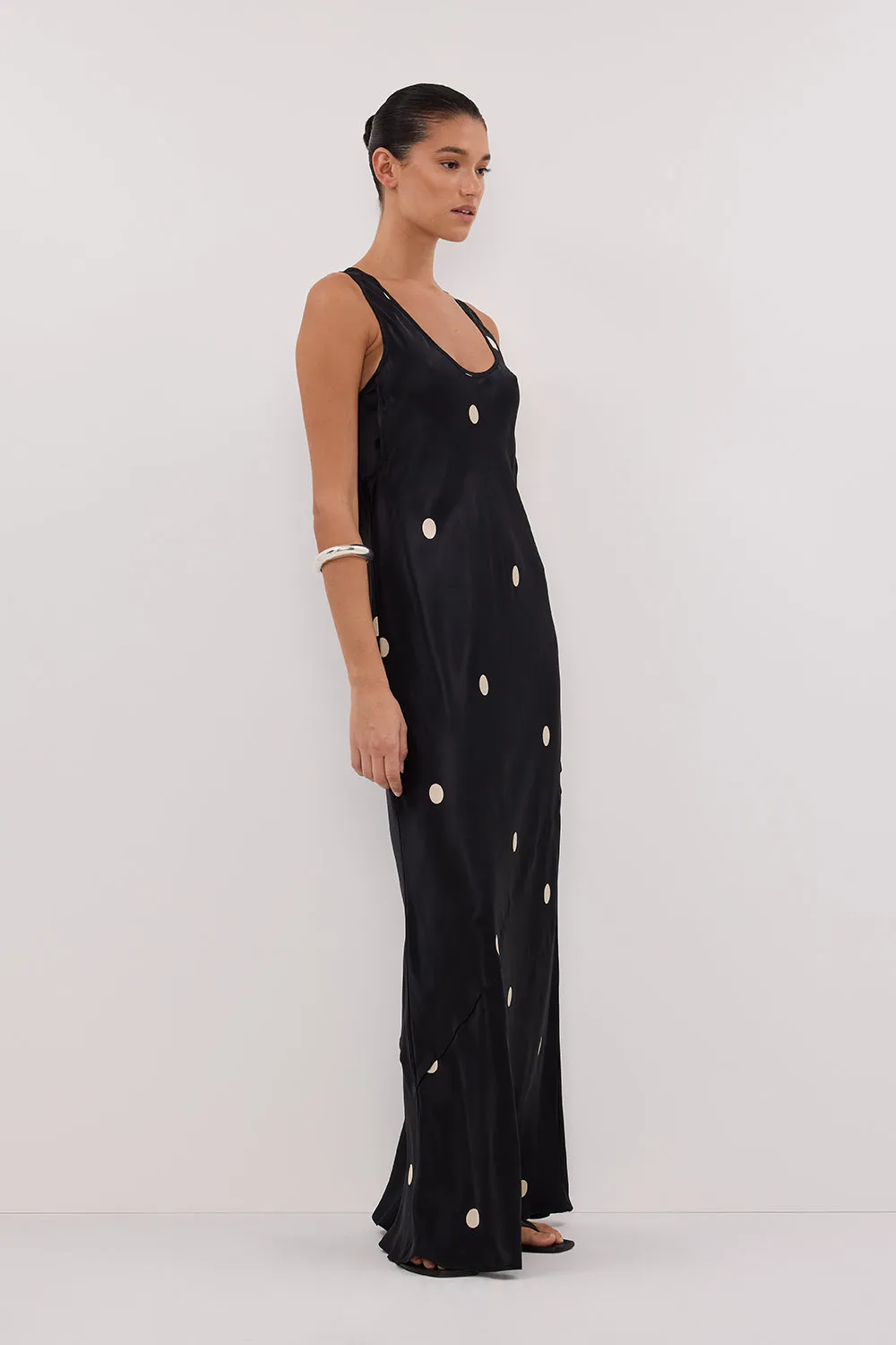 LAURA BLACK SPOT SILK MAXI DRESS sold by Dissh product image thumbnail 3