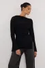 BOWIE BLACK LONG SLEEVE KNIT TOP sold by Dissh