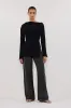 BOWIE BLACK LONG SLEEVE KNIT TOP sold by Dissh