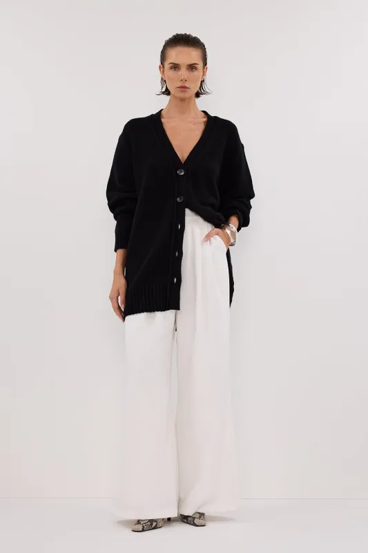 ZOE BLACK LONGLINE CARDIGAN sold by Dissh