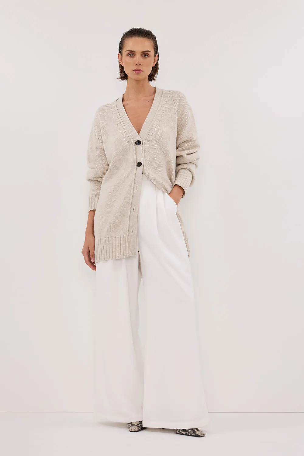 ZOE CHALK LONGLINE CARDIGAN sold by Dissh