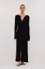 ALI BLACK SLEEVED KNIT MIDI DRESS sold by Dissh