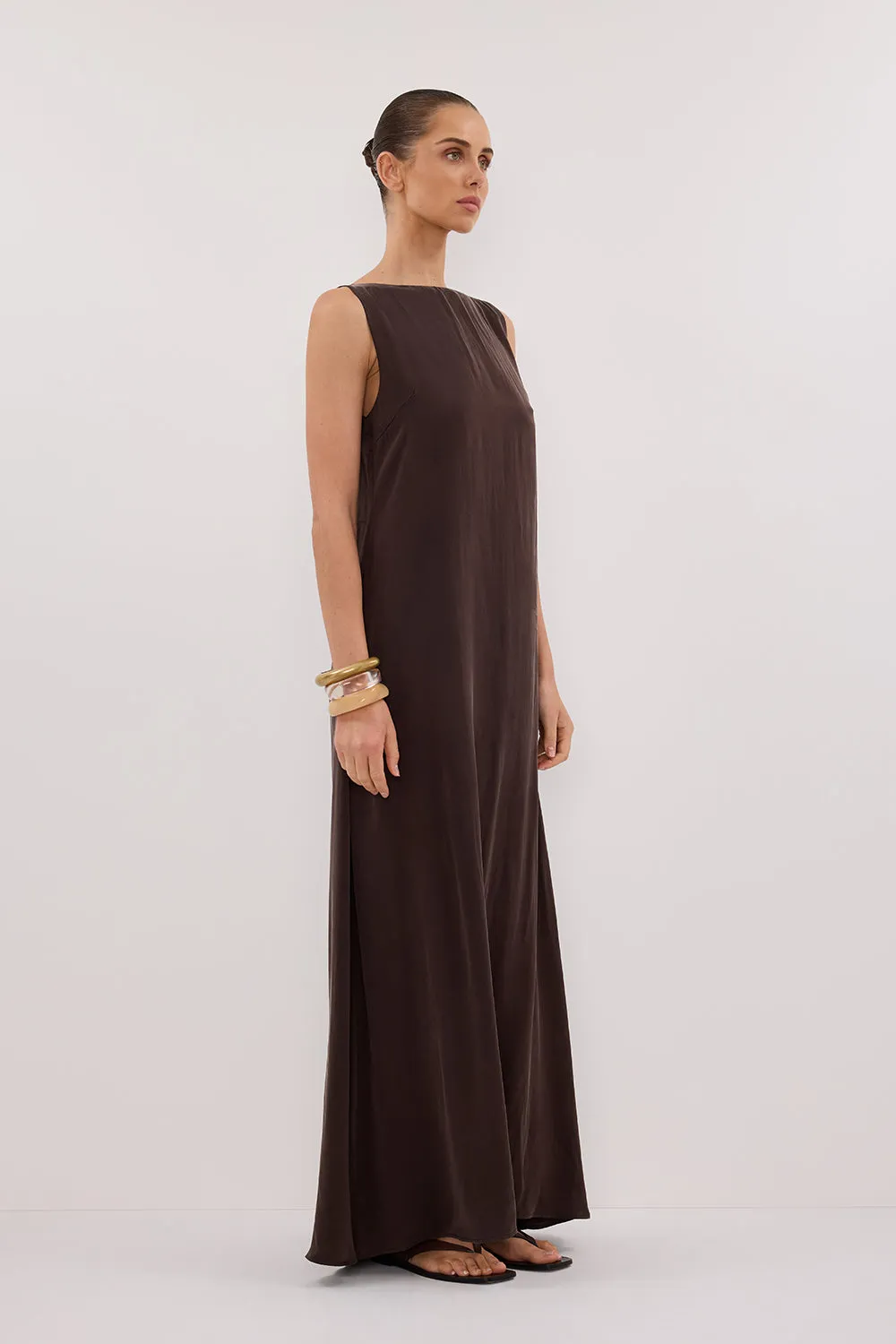 LAYLA BITTER CHOC SILK MIDI DRESS sold by Dissh product image thumbnail 3