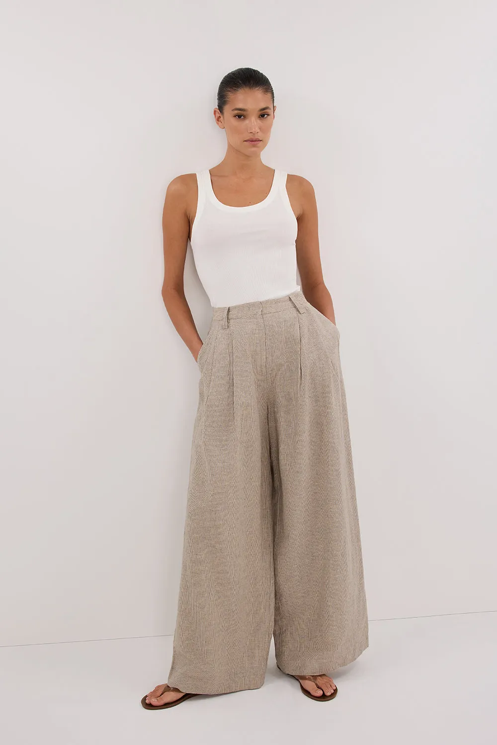 ELIAS OAT LINEN BLEND PANT sold by Dissh