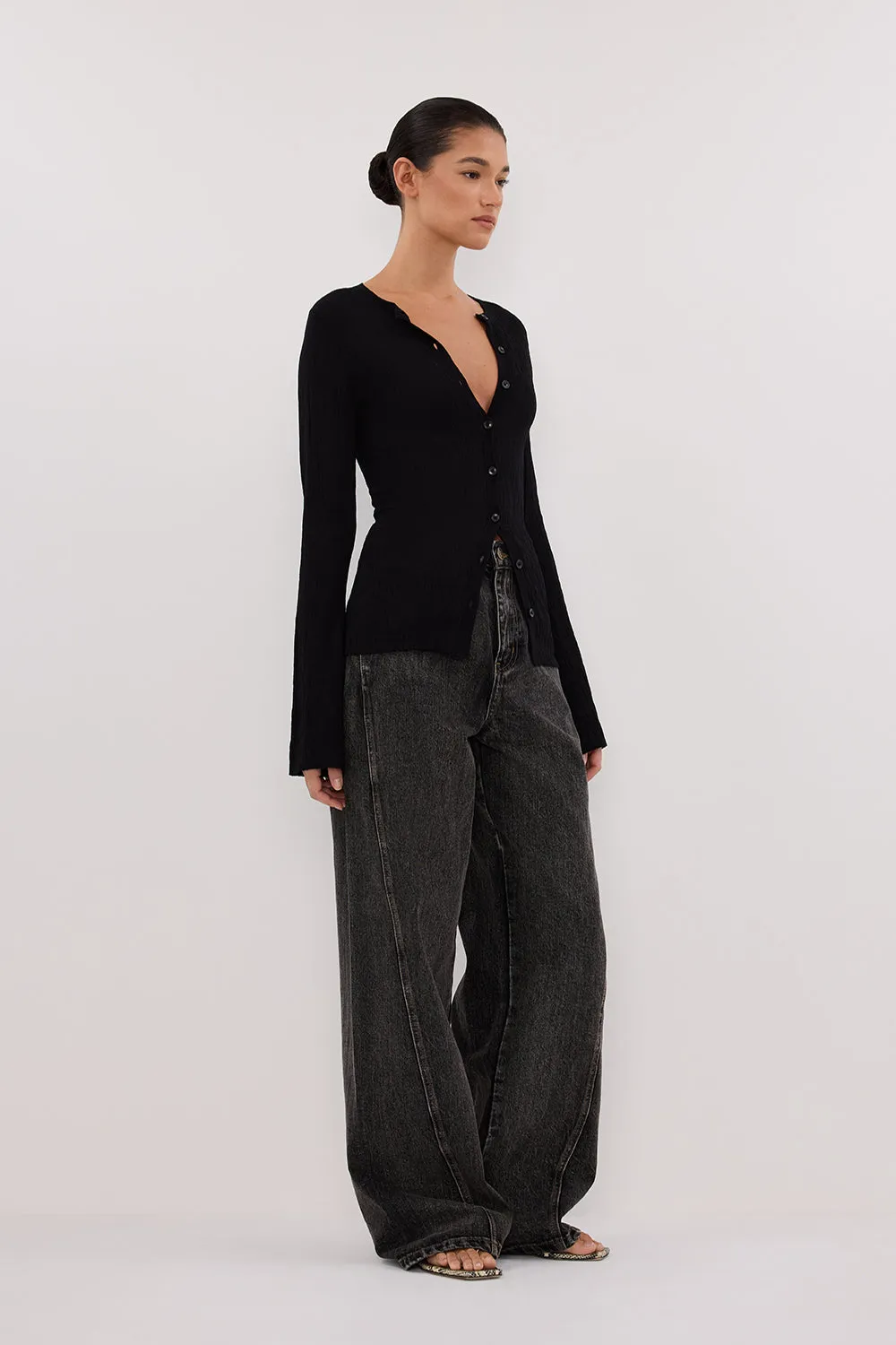 ALIAS BLACK LONG SLEEVE KNIT TOP sold by Dissh product image thumbnail 3
