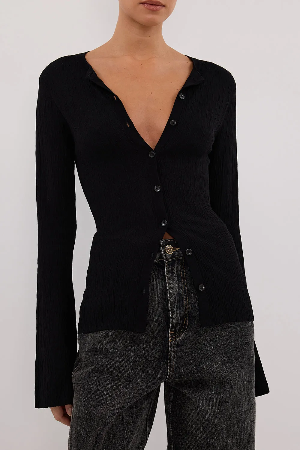 ALIAS BLACK LONG SLEEVE KNIT TOP sold by Dissh product image thumbnail 5